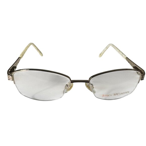 Jessica Mcclintock JMC 045 Eyeglasses Frame Women's Gold Metal Cat Eye 53-18-140 - Picture 2 of 11